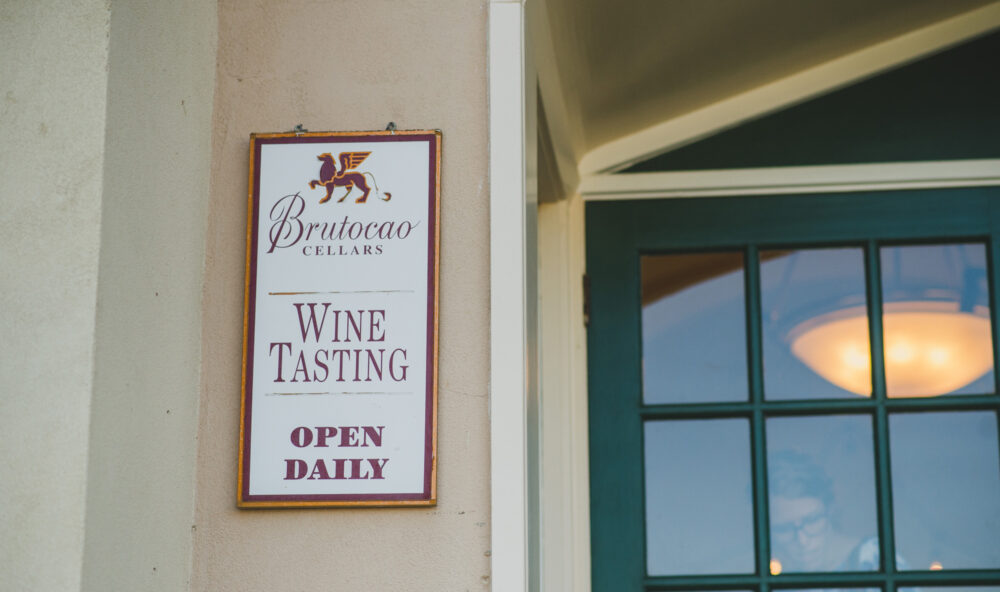 Brutocao Cellars wine tasting sign